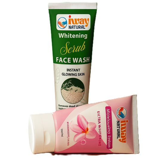 iWay Whitening Scrub Face Wash + Moisturizing Lotion – Glow Skin with 15% OFF