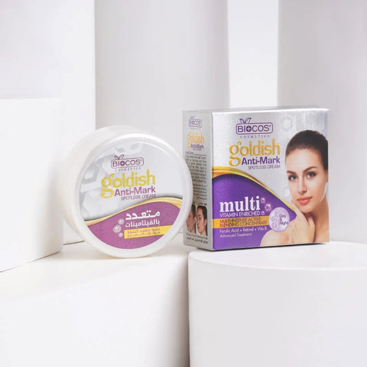 Goldish Anti-Mark Cream – Dark Spot, Wrinkle & Blemish Removal with Kojic Acid, Retinol, Niacinamide & Gold Particles – 16gm