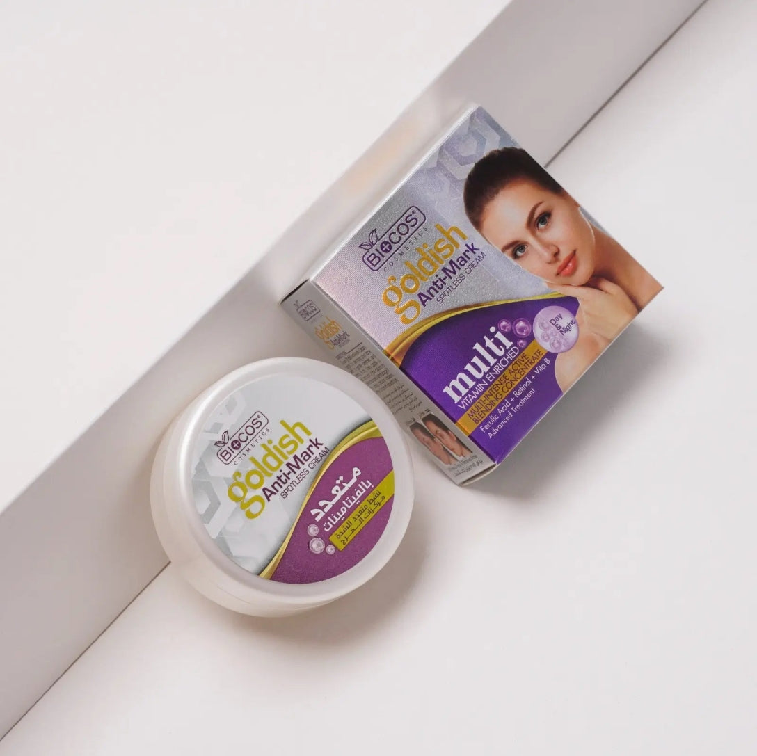 Goldish Anti-Mark Cream – Dark Spot, Wrinkle & Blemish Removal with Kojic Acid, Retinol, Niacinamide & Gold Particles – 16gm