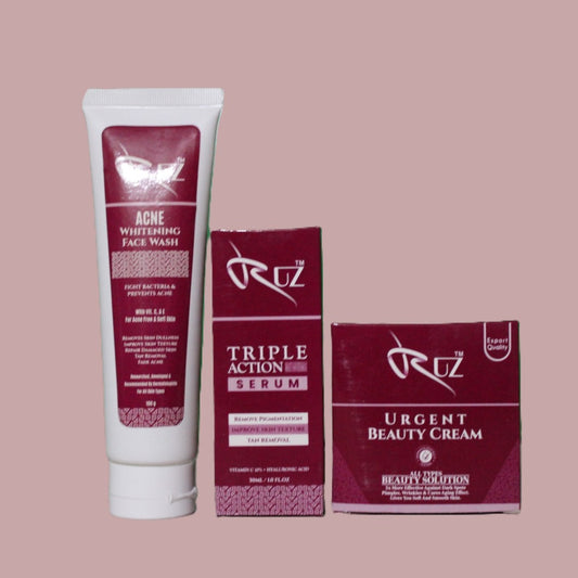 RUZ Triple Action Serum + Whitening Cream + Acne Face Wash Bundle Offer – 15% OFF