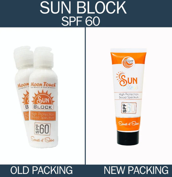 Moon Touch Sun Block SPF 60 (100ml) – High Protection, Oil-Free & Water Resistant Sunscreen for All Skin Types