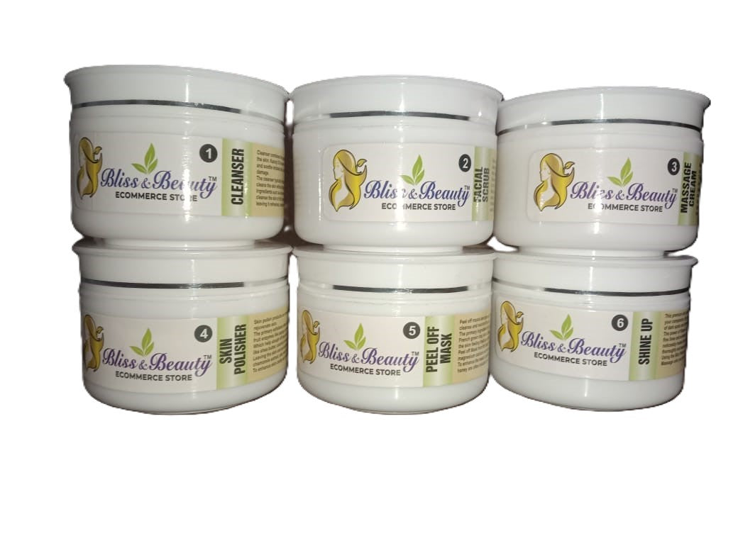 Bliss & Beauty 6-Step Facial Kit – Advanced Whitening & Shine Formula | Complete Facial Care for Bright, Glowing Skin (0.8 kg)