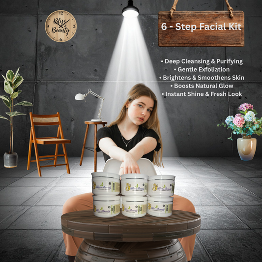 Bliss & Beauty 6-Step Facial Kit – Advanced Whitening & Shine Formula | Complete Facial Care for Bright, Glowing Skin (0.8 kg)