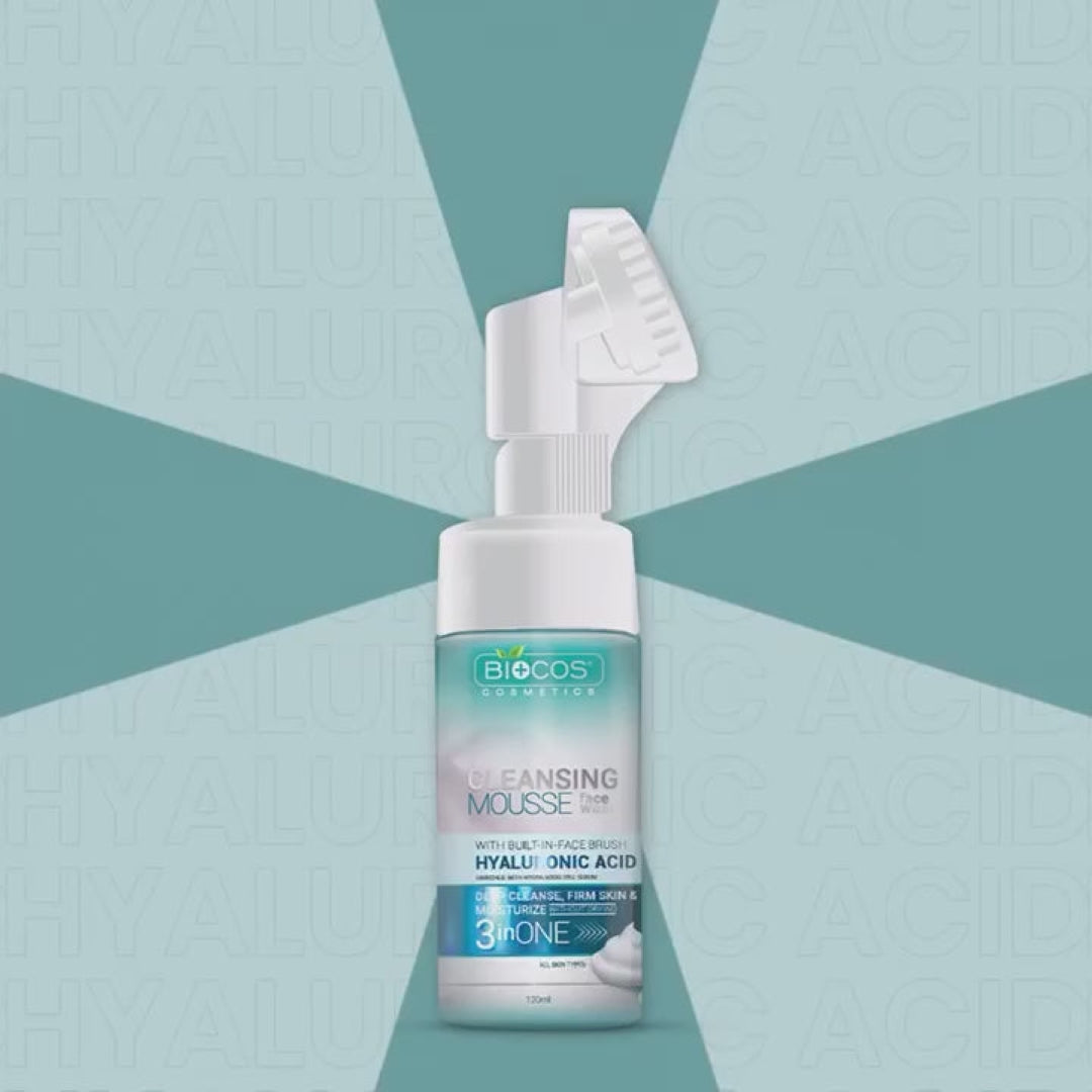 Hyaluronic Acid Face Wash Mousse – Hydrating Foaming Cleanser with Aloe Vera, Vitamin E & Pro-Vitamin B5 | Deep Pore Cleansing, Anti-Breakout, Non-Drying – 120ml – Beauty Gains