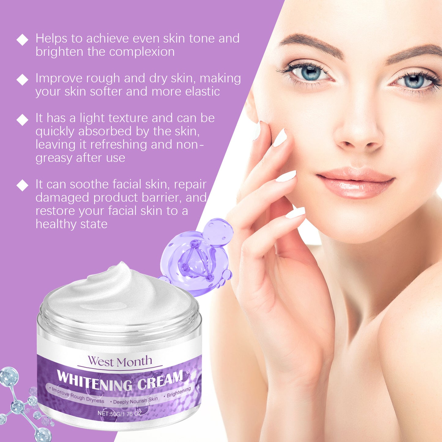West&Month Whitening Cream β Anti-Melanin, Fade Pigmentation & Dark Spots, Hydrating Face Cream 50g