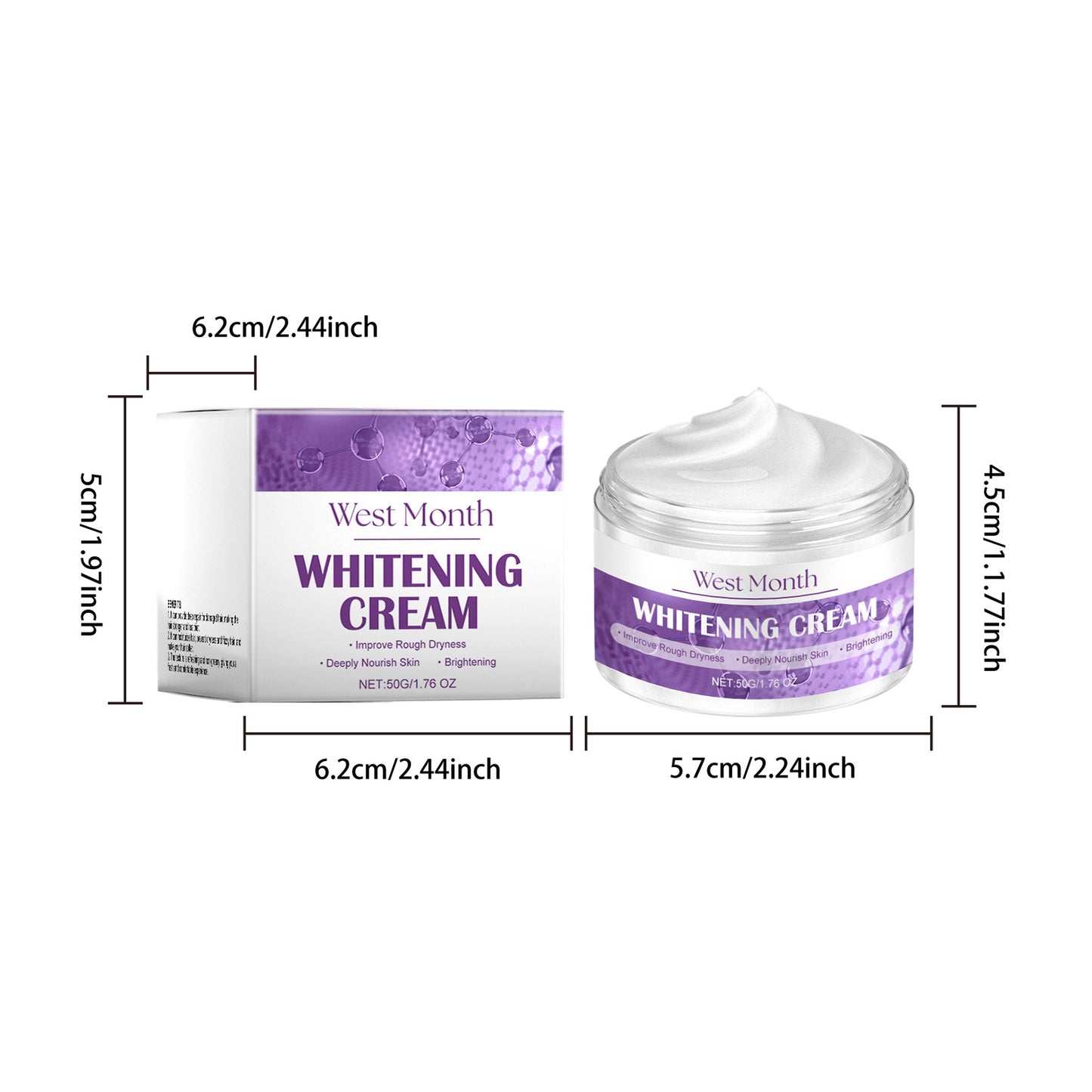 West&Month Whitening Cream β Anti-Melanin, Fade Pigmentation & Dark Spots, Hydrating Face Cream 50g