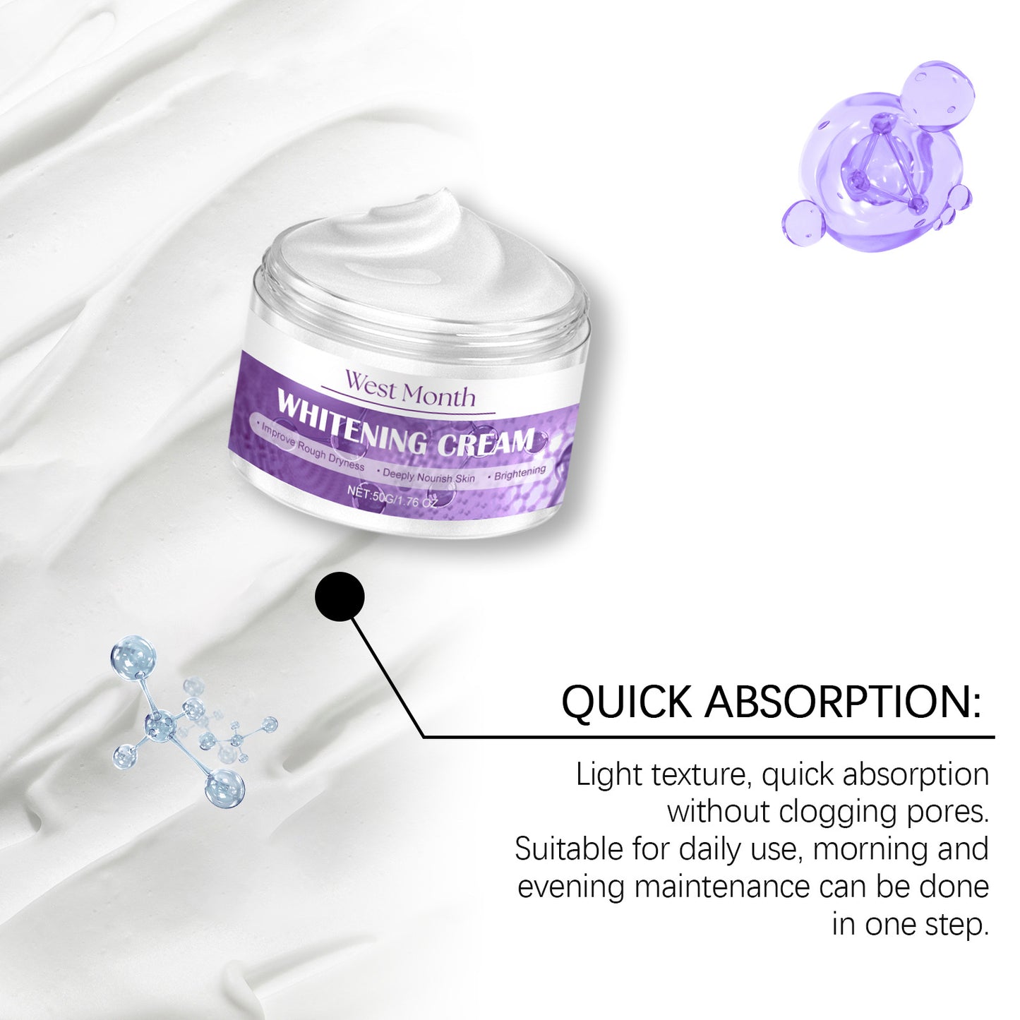 West&Month Whitening Cream β Anti-Melanin, Fade Pigmentation & Dark Spots, Hydrating Face Cream 50g