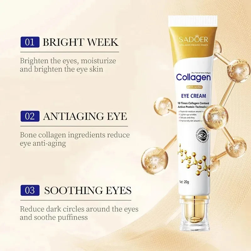 SADOER Collagen Eye Cream – Anti Dark Circles, Puffiness & Firming Moisturizing Eye Treatment (20g)