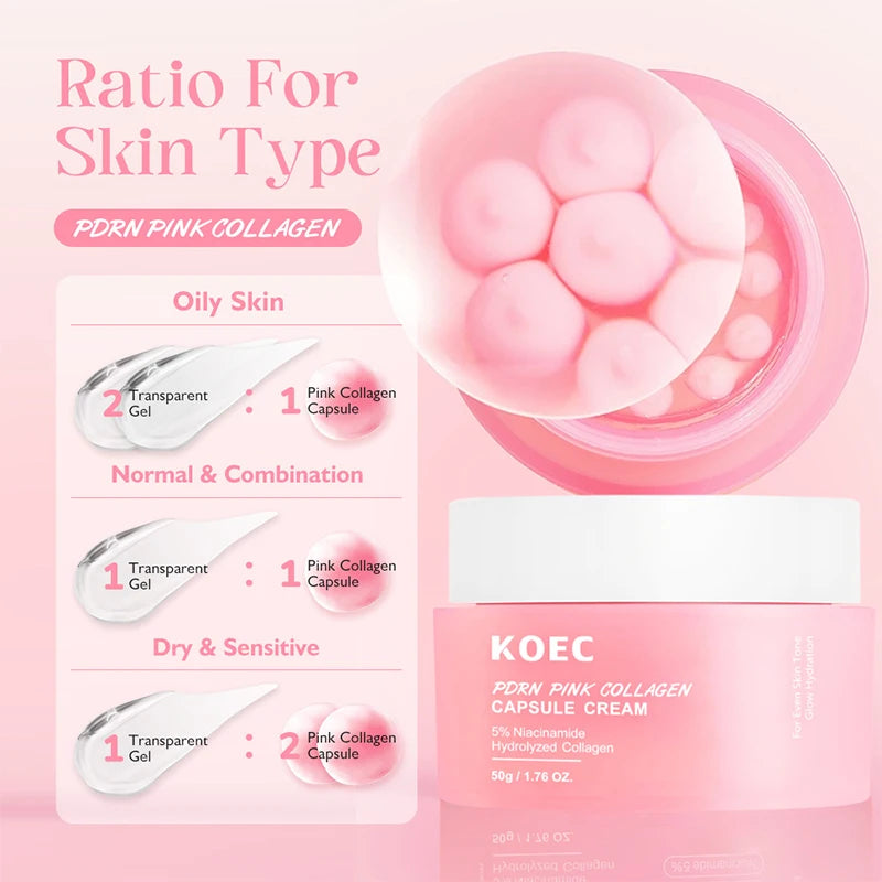 Vitamin C Capsule Face Cream – Collagen & Niacinamide Moisturizer Gel for Hydrating & Firming Skin
