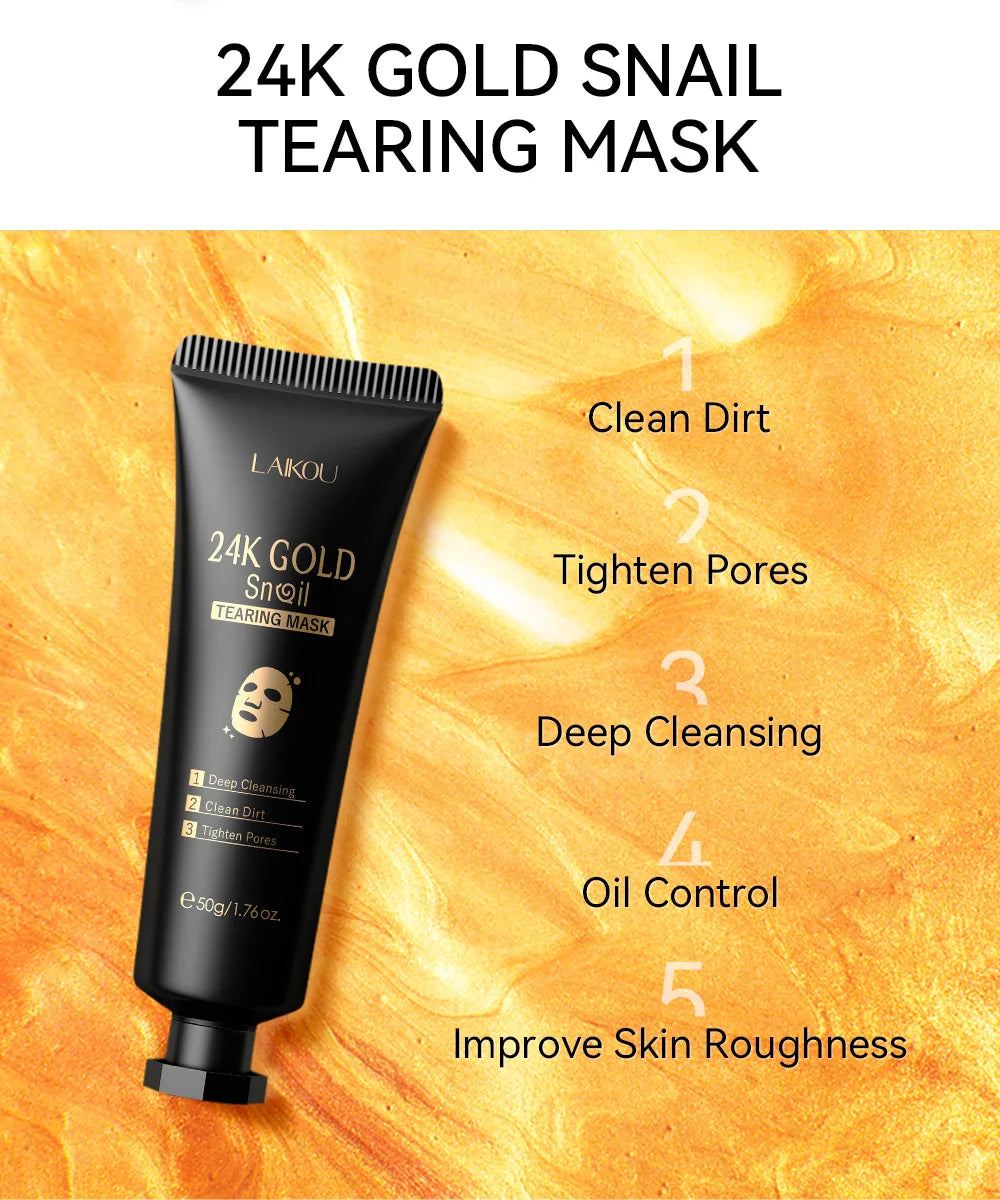 LAIKOU 24K Gold Sakura Peeling Face Mask – Anti-Wrinkle, Whitening & Blackhead Removal (50g)