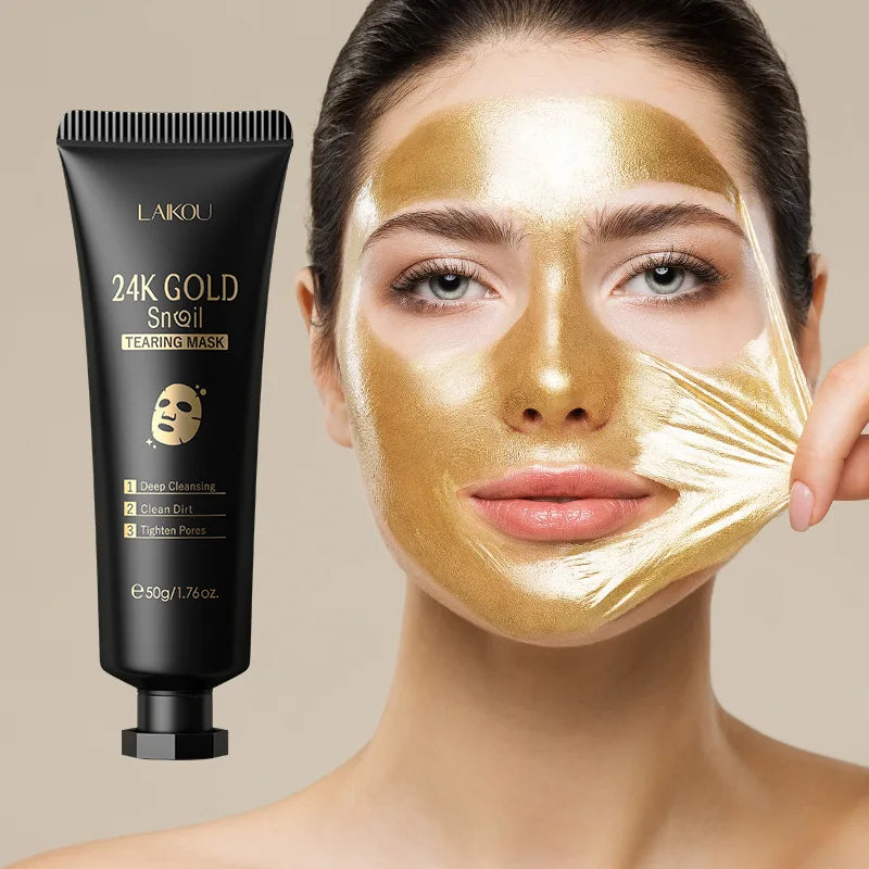 LAIKOU 24K Gold Sakura Peeling Face Mask – Anti-Wrinkle, Whitening & Blackhead Removal (50g)