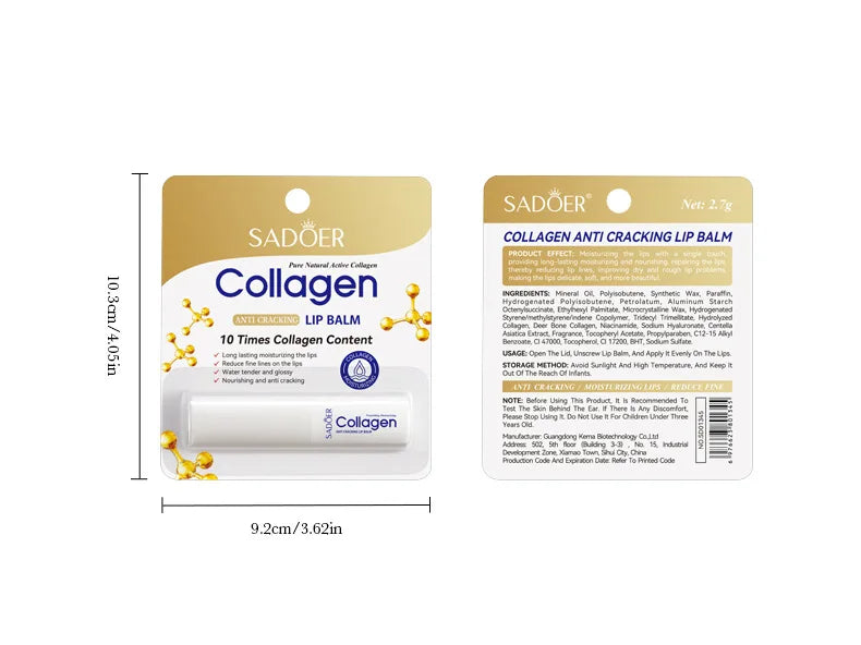 SADOER Collagen Lip Balm ā Moisturizing, Nourishing & Repairing Lip Care