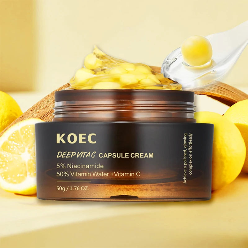 Vitamin C Capsule Face Cream – Collagen & Niacinamide Moisturizer Gel for Hydrating & Firming Skin