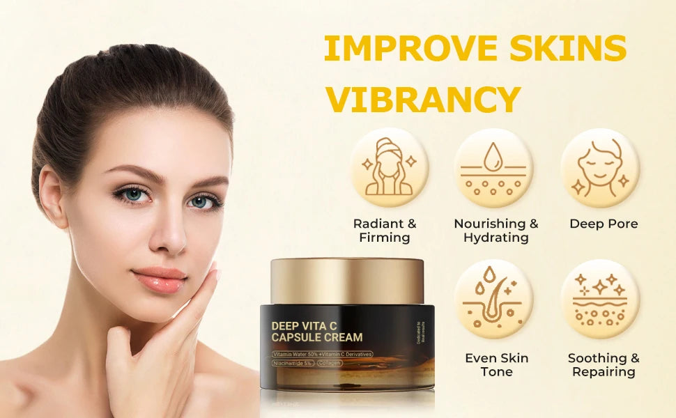 Deep Vitamin C Golden Capsule Face Moisturizer – Hydrating & Whitening Cream