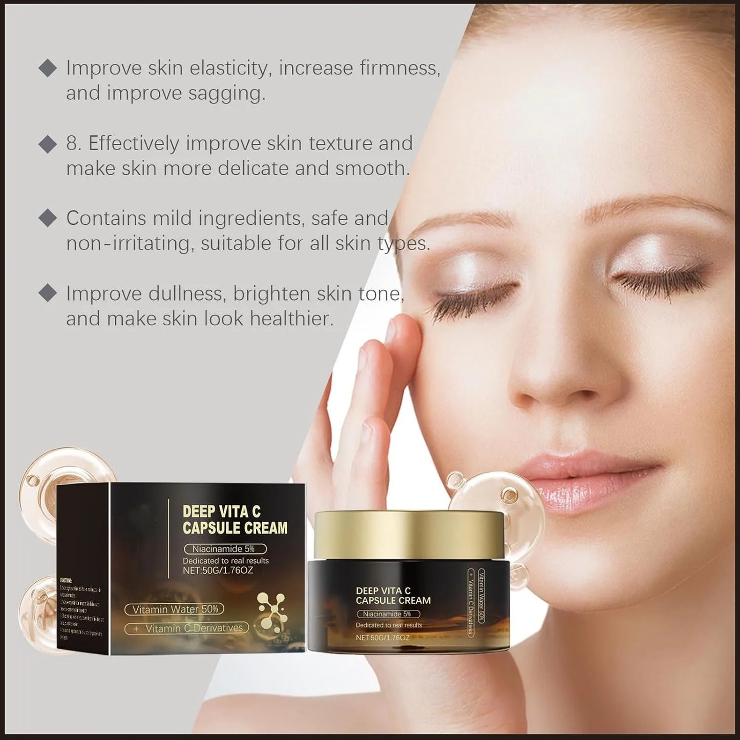 Deep Vitamin C Golden Capsule Face Moisturizer – Hydrating & Whitening Cream