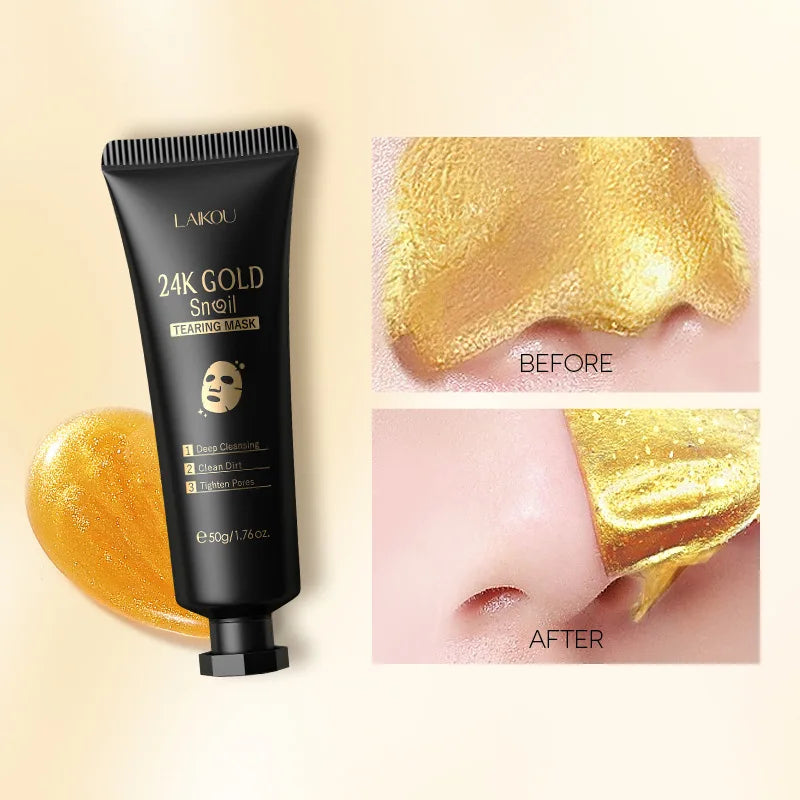 LAIKOU 24K Gold Sakura Peeling Face Mask – Anti-Wrinkle, Whitening & Blackhead Removal (50g)