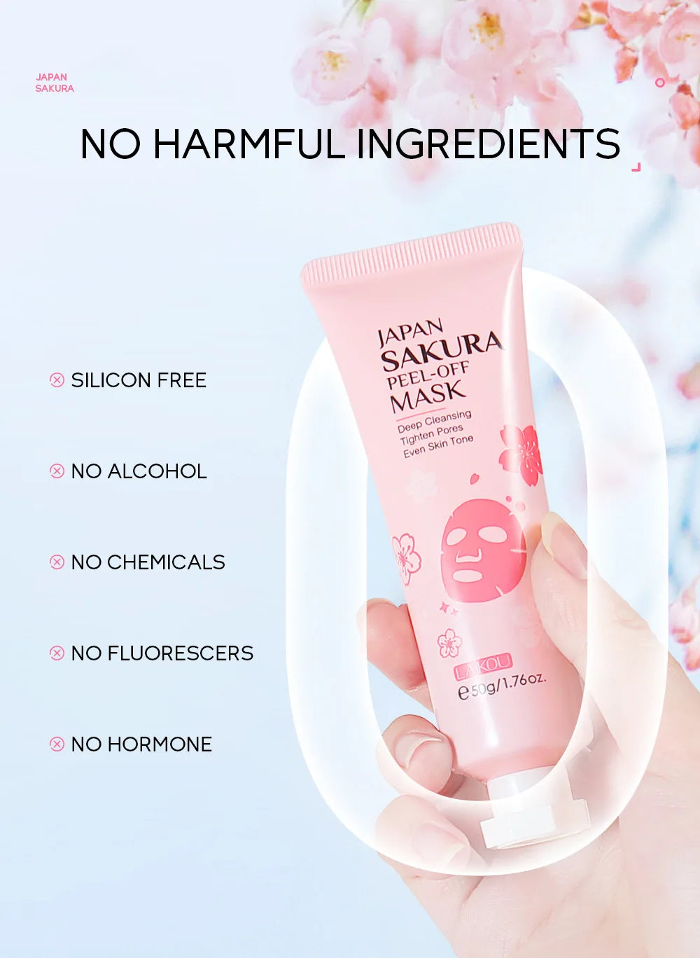 LAIKOU 24K Gold Sakura Peeling Face Mask – Anti-Wrinkle, Whitening & Blackhead Removal (50g)