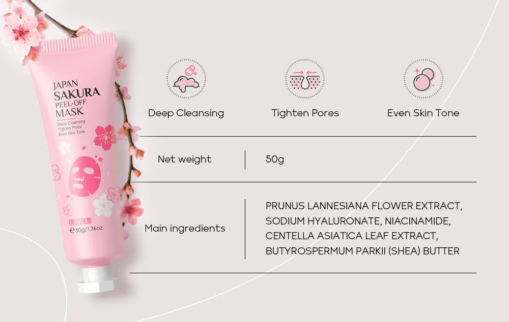LAIKOU 24K Gold Sakura Peeling Face Mask – Anti-Wrinkle, Whitening & Blackhead Removal (50g)