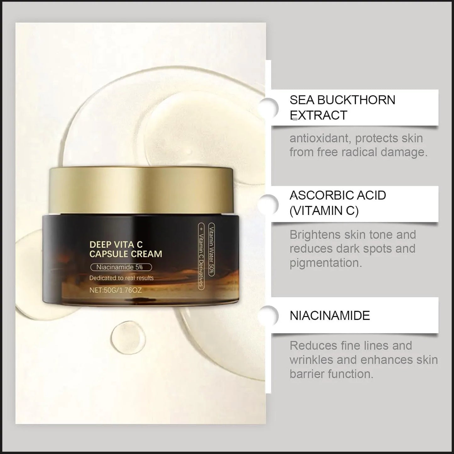 Deep Vitamin C Golden Capsule Face Moisturizer – Hydrating & Whitening Cream