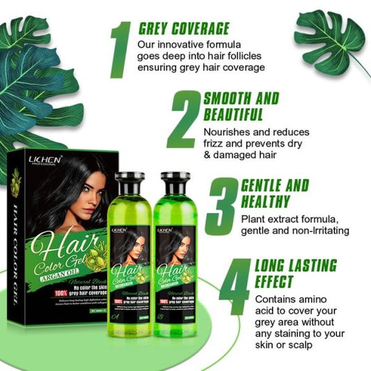 Lichen Professional Hair Color Gel – 500ml | Long-Lasting Black & Dark Brown Shades – Salon-Quality Finish