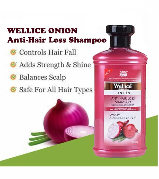 Original Wellice Onion Anti Hair Loss Shampoo 400ml – Hair Growth & Damage Repair with Natural Onion Extracts