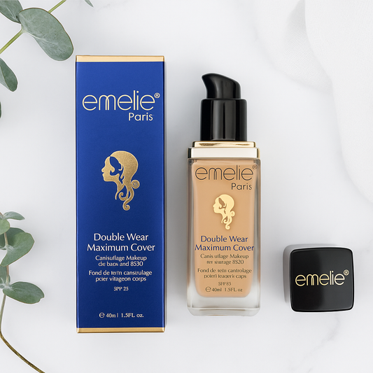 Emelie Double Wear Maximum Cover Foundation SPF25 – Full Coverage Face & Body Makeup – Shade 1 – 40ml
