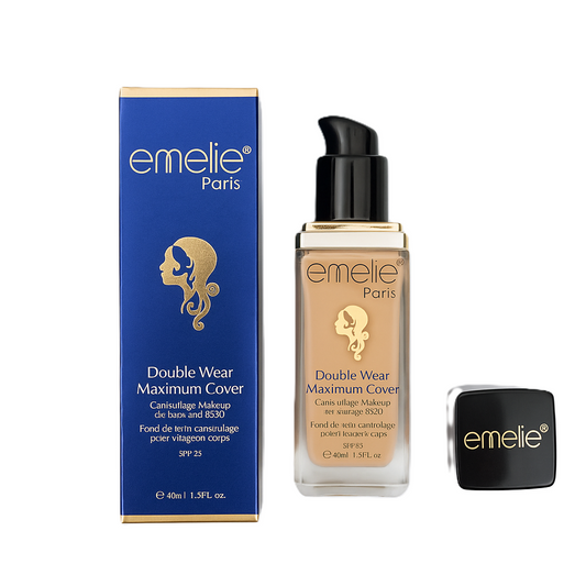 Emelie Double Wear Maximum Cover Foundation SPF25 – Full Coverage Face & Body Makeup – Shade 1 – 40ml