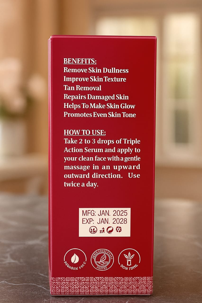 Triple Action Serum by RUZ Cosmetics – Vitamin C + Hyaluronic Acid