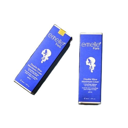 Emelie Double Wear Maximum Cover Foundation SPF25 – Full Coverage Face & Body Makeup – Shade 1 – 40ml