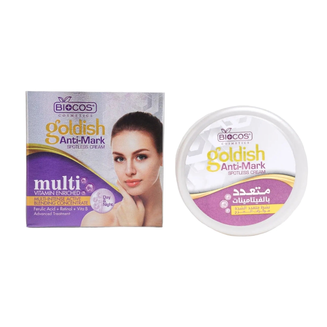Goldish Anti-Mark Cream – Dark Spot, Wrinkle & Blemish Removal with Kojic Acid, Retinol, Niacinamide & Gold Particles – 16gm