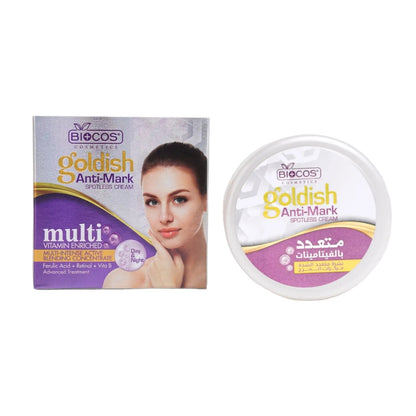 Goldish Anti-Mark Cream – Dark Spot, Wrinkle & Blemish Removal with Kojic Acid, Retinol, Niacinamide & Gold Particles – 16gm