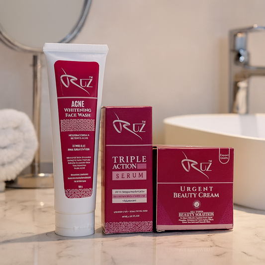 RUZ Triple Action Serum + Whitening Cream + Acne Face Wash Bundle Offer – 15% OFF