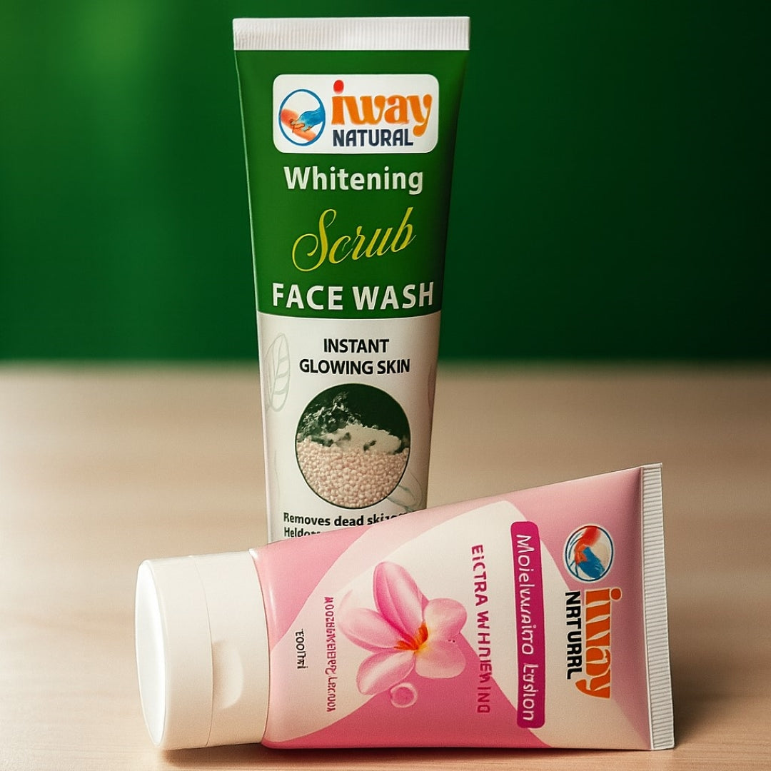 iWay Whitening Scrub Face Wash + Moisturizing Lotion – Glow Skin with 15% OFF