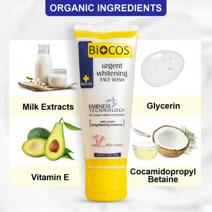 Whitening Face Wash with Milk Extracts & Vitamin E – Deep Cleansing, Brightening & Hydrating Formula – 70ml