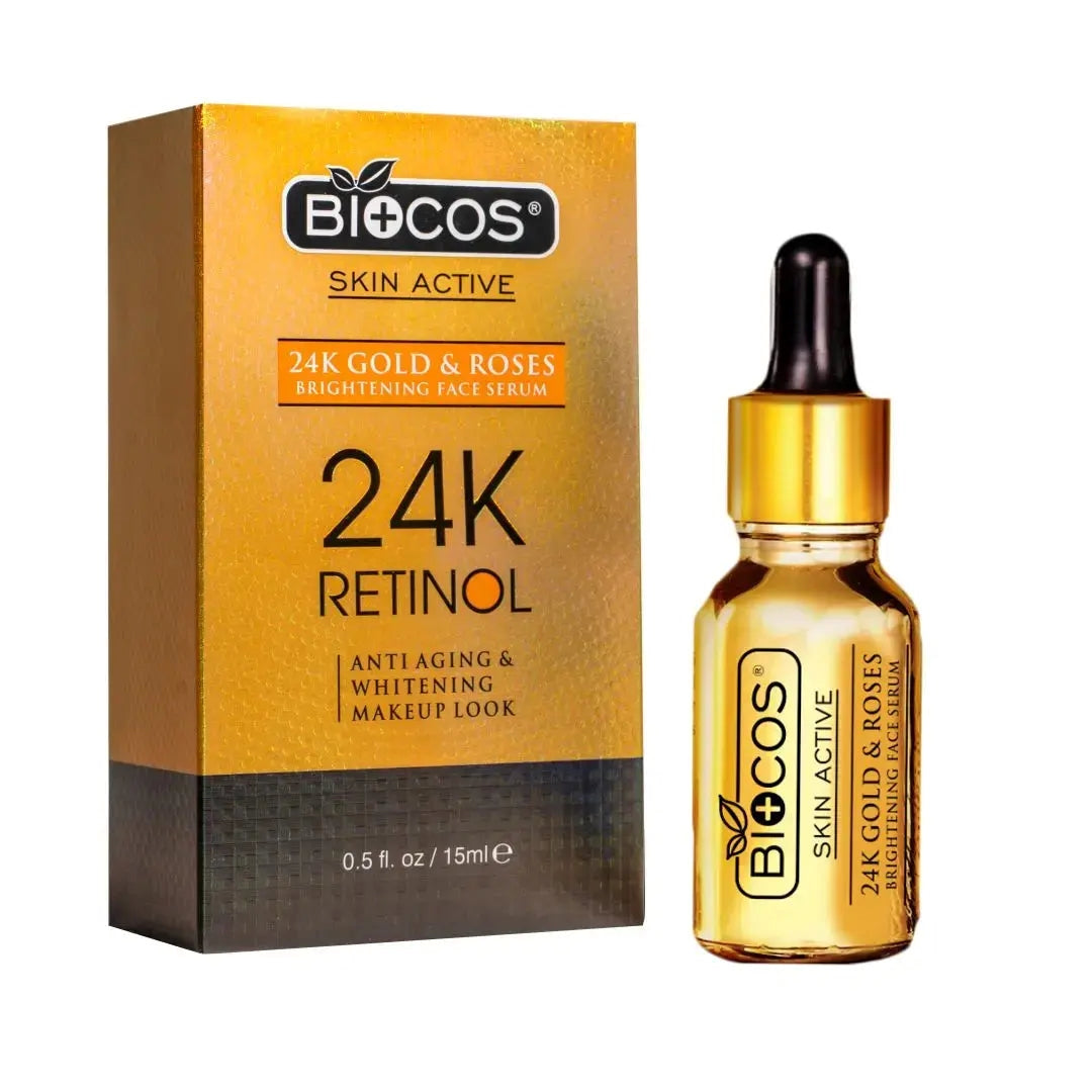 24K Gold Serum 15ml – Anti-Aging & Whitening with Rosehip, Pumpkin Seed & Argan Oils | Reduces Wrinkles, Restores Elasticity & Promotes Radiance