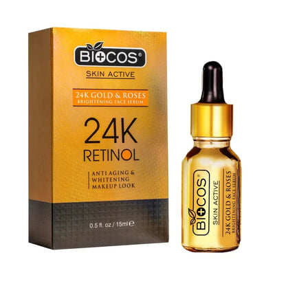 24K Gold Serum 15ml – Anti-Aging & Whitening with Rosehip, Pumpkin Seed & Argan Oils | Reduces Wrinkles, Restores Elasticity & Promotes Radiance