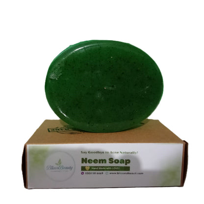 Neem & Tea Tree Anti-Acne Soap with Moringa & Vitamin E – Purifying & Skin-Calming Formula – 100g