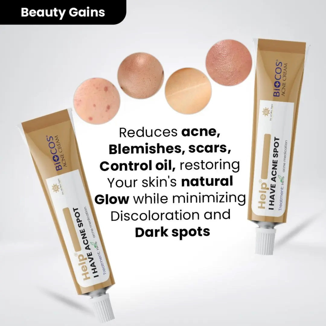 Anti Acne Cream for Pimples, Scars & Blemishes – Aloe Vera, Neem, Zinc Oxide – 12gm