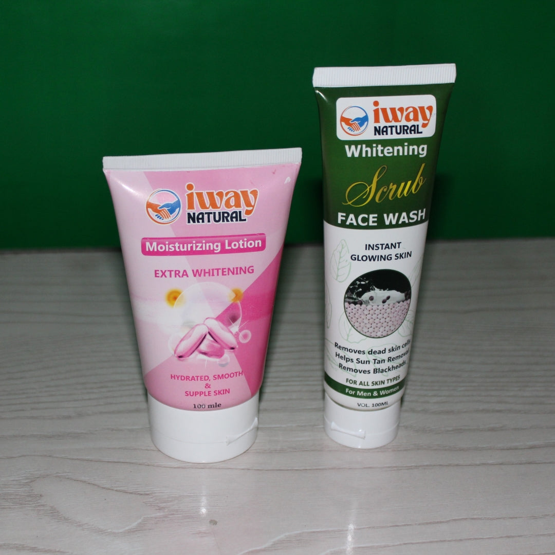 iWay Whitening Scrub Face Wash + Moisturizing Lotion – Glow Skin with 15% OFF
