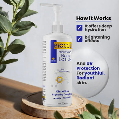 Brightening Body Lotion 250ml – Collagen, Niacinamide & Glutathione for Deep Hydration, Radiant Glow, Anti-Aging & Sunscreen Protection