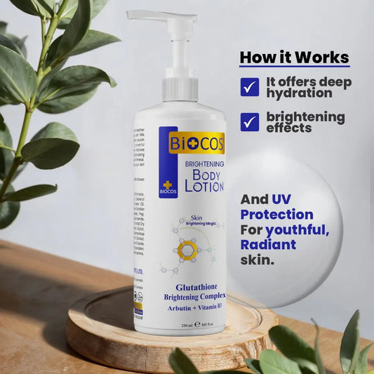 Brightening Body Lotion 250ml – Collagen, Niacinamide & Glutathione for Deep Hydration, Radiant Glow, Anti-Aging & Sunscreen Protection