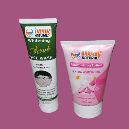 iWay Whitening Scrub Face Wash + Moisturizing Lotion – Glow Skin with 15% OFF