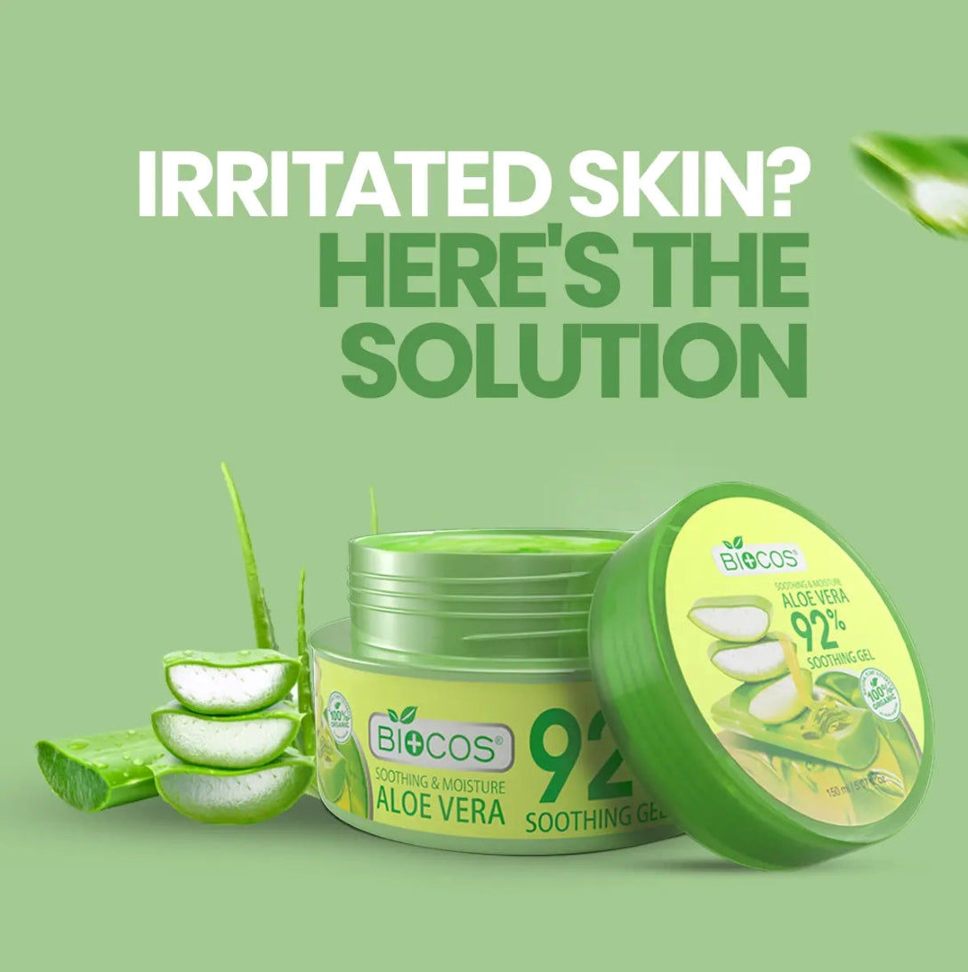 Aloe Vera Soothing Gel 92% – Hydrating, Calming & Healing Gel for Burns, Scrapes & Irritated Skin – 120gm