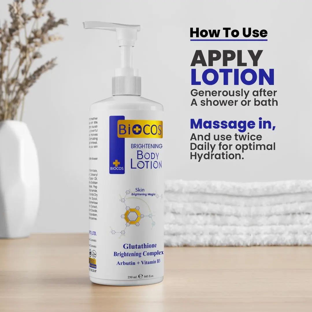 Brightening Body Lotion 250ml – Collagen, Niacinamide & Glutathione for Deep Hydration, Radiant Glow, Anti-Aging & Sunscreen Protection