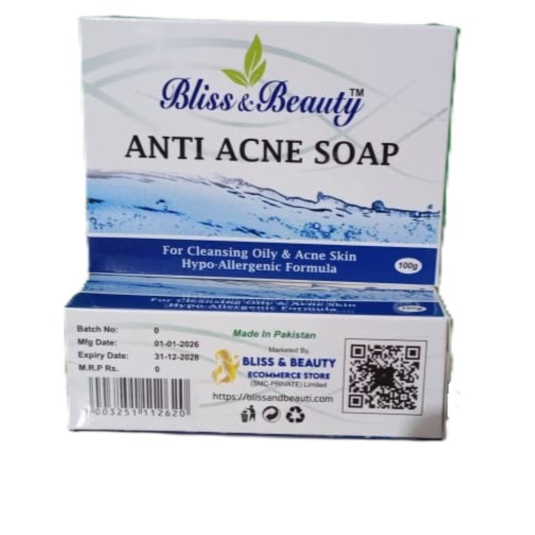 Bliss & Beauty Anti Acne Soap 100g – Hypo-Allergic Care for Oily & Acne-Prone Skin