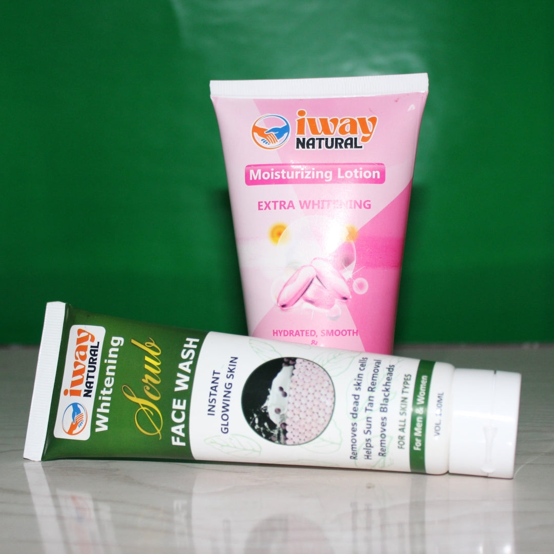 iWay Whitening Scrub Face Wash + Moisturizing Lotion – Glow Skin with 15% OFF
