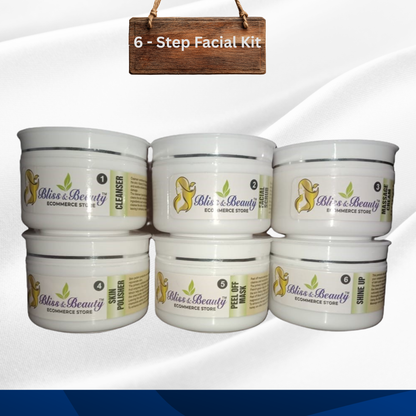 Bliss & Beauty 6-Step Facial Kit – Advanced Whitening & Shine Formula | Complete Facial Care for Bright, Glowing Skin (0.8 kg)