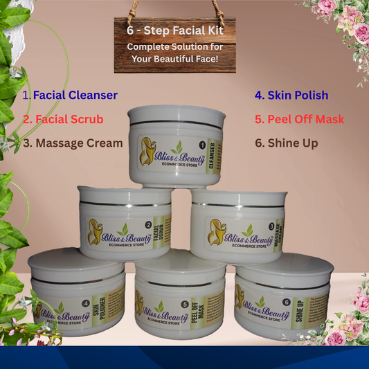 Bliss & Beauty 6-Step Facial Kit – Advanced Whitening & Shine Formula | Complete Facial Care for Bright, Glowing Skin (0.8 kg)