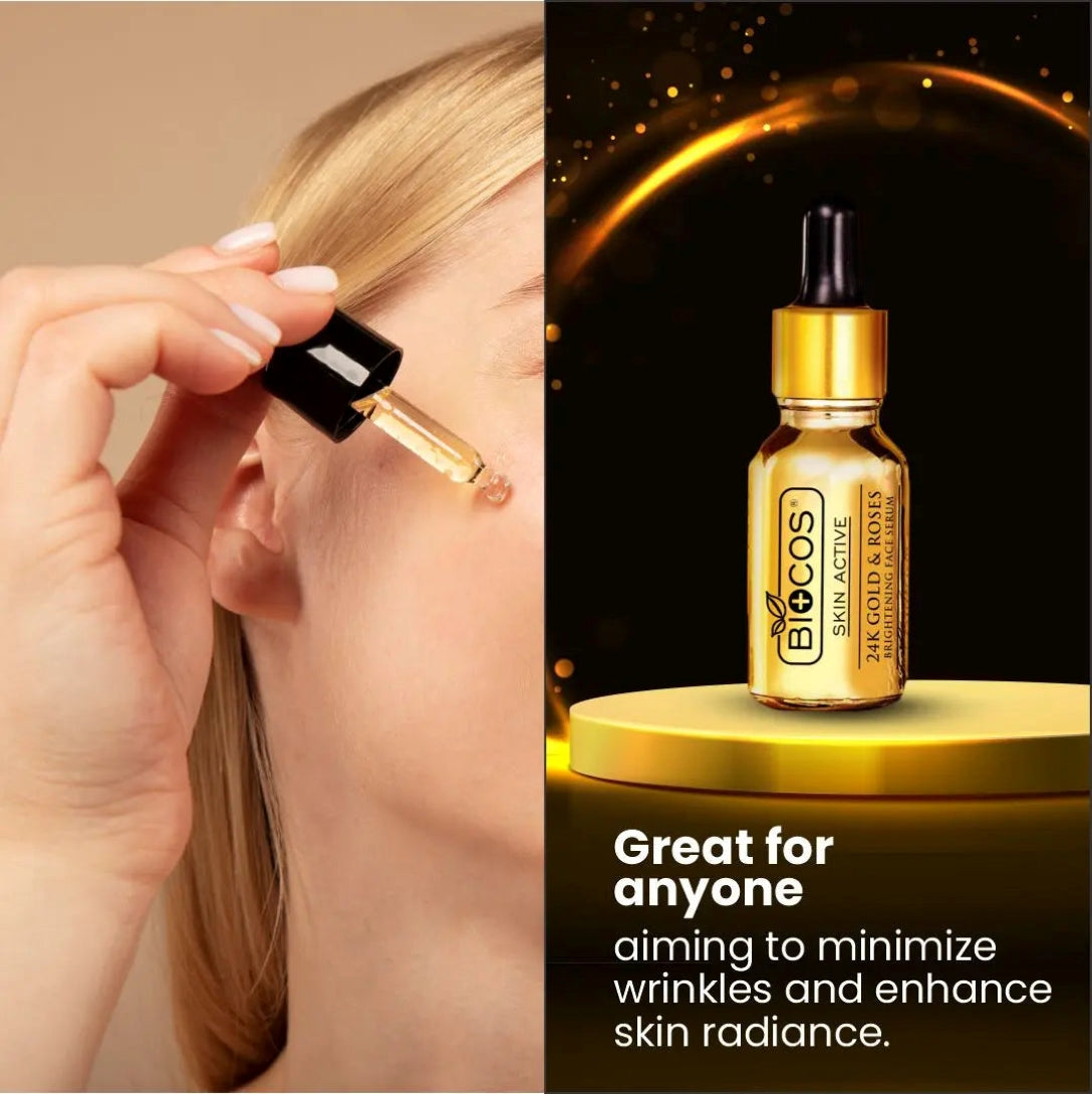 24K Gold Serum 15ml – Anti-Aging & Whitening with Rosehip, Pumpkin Seed & Argan Oils | Reduces Wrinkles, Restores Elasticity & Promotes Radiance
