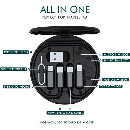 60W 5-in-1 Fast Charging Data Cable Set – Multifunctional Portable Kit